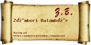 Zámbori Balambér névjegykártya